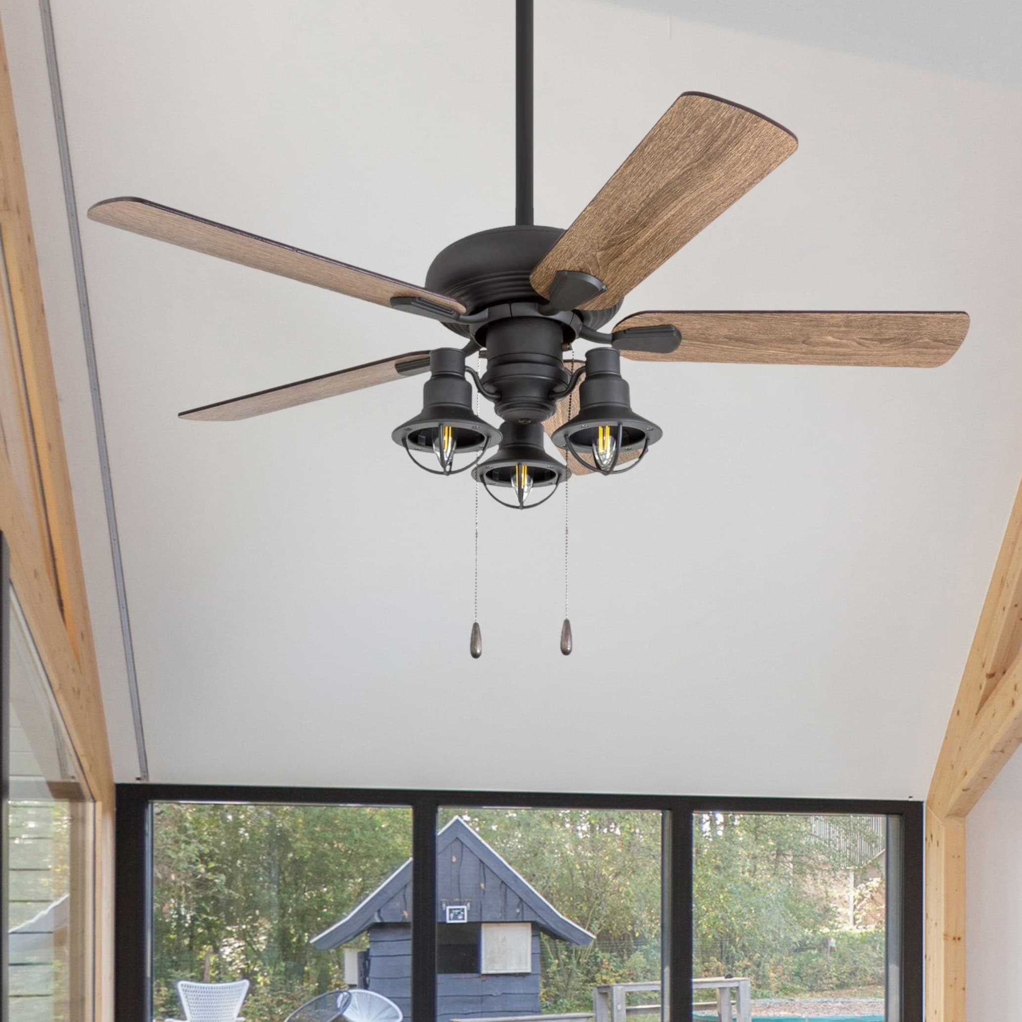 42 inch 52 Natural Solid Wood 5 Blades Fans Bronze Ceiling Electric